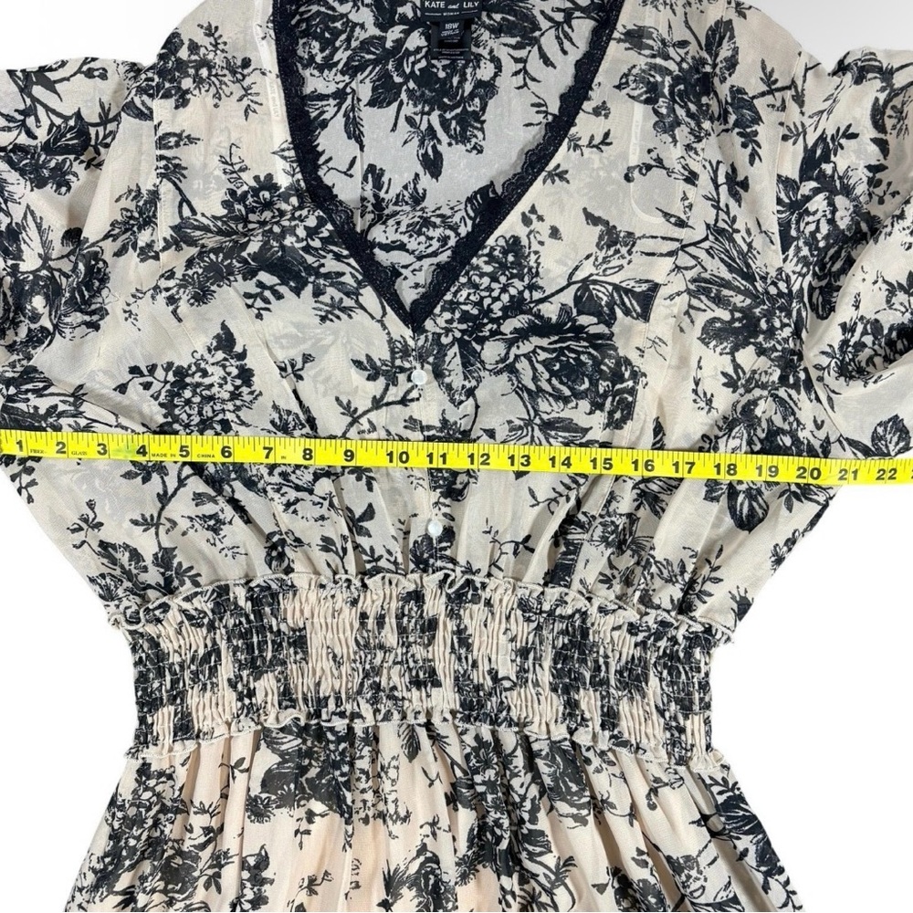 Kate and Lily Floral Maxi Dress Lace Trim Bohemian Tiered Plus Size 18W Romantic - Picture 10 of 12